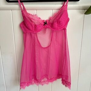 Vintage Y2K Victoria's Secret Pink Lingerie Top Size 34 C